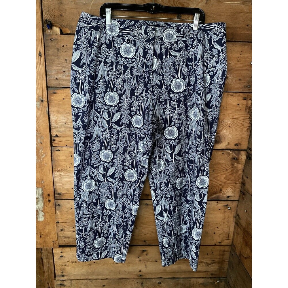 Tommy Hilfiger Stretch Pants Women’s 16W Blue & White Floral